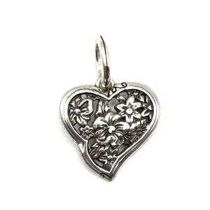 Brighton Heart Filled Daisy Flowers Love Romance Silver Custom Pendant Charm